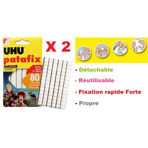 2 Boites Pâtes A Fixe-80 Pastilles Adhésives Repositionnables fixation Forte