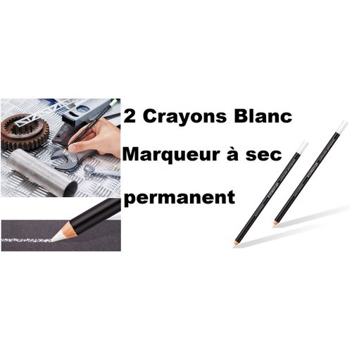 2 Crayons Marqueurs À Sec Permanent Blanc, toute Surface, papier, métal,bois, cuir..