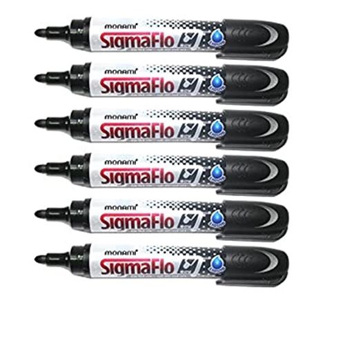 Mon Ami Lot 6 Marqueurs Sigmaflo Pour Tableau Blanc, Pointe Ogive,encre Liquide Noir