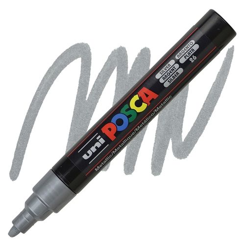 Uni Ball Marqueur Peinture Posca Pc5m Conique Moyen 1,8..2,5 Mm Argent