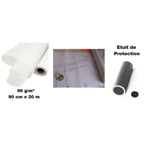 Rouleau de papier calque avec étui de protection