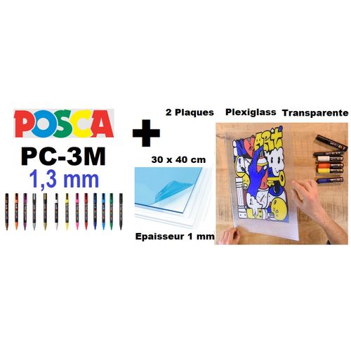 Pack de 13 Marqueurs Pc-3m  + 2 Plaques Plexiglass 30x40cm