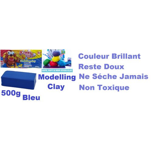 Kiddy Clay Pâte À Modeler 500g Bleu,couleur Vive,non Toxique,reste Doux,ne Sèche Jamais