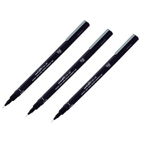 Uni Pen Lot De 3 Stylos-feutres - Pointe Calibrée - 0,05 Mm - Noir