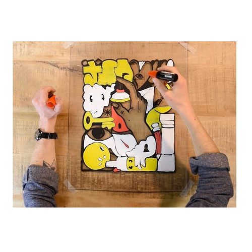 Pack Art-glass 8 Marqueurs Pc-1m Populaires + 2 Plaques Plexiglass 1mm 30x40cm