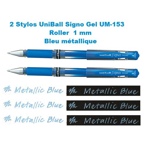 2 Stylos Roller À Bleu Métal Signo gel- 0,65mm