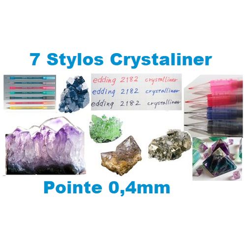 7 Stylos Crystaliner 0,4 Mm – Couleurs Assorties, Écriture Fluide