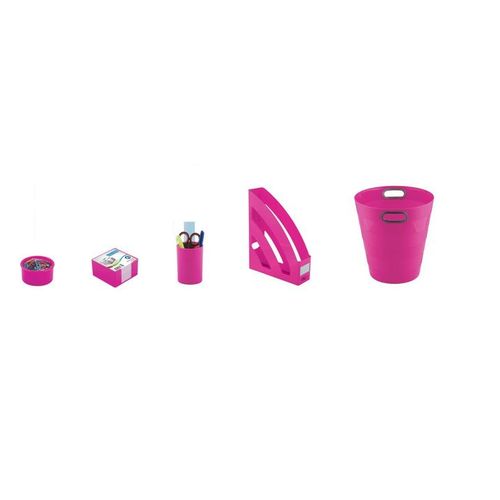 Ensemble De Bureau Pvc 5 Pièces Pour Rangement - Rose
