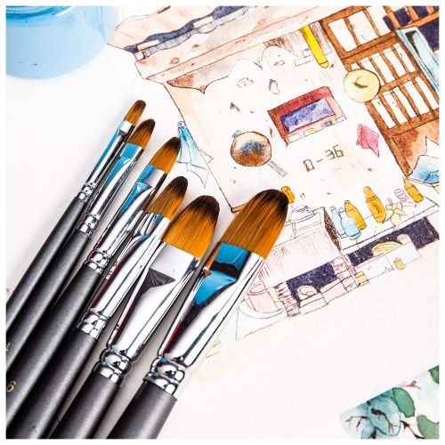 Deli Lot Economique 6 Pinceaux Filbert Plat En Nylon,peinture Acrylique,huile.