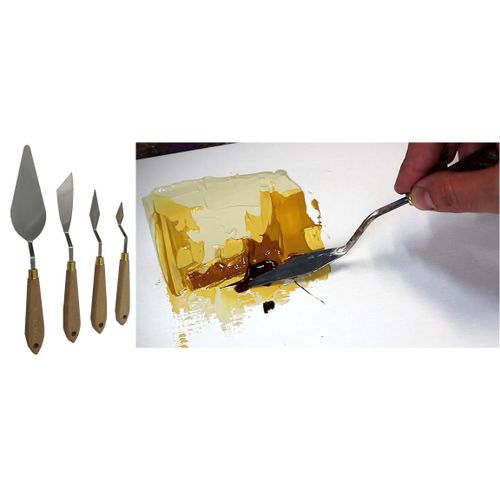 Set 4 Couteaux À Palette Pour Peinture-métal Avec Manche En Bois