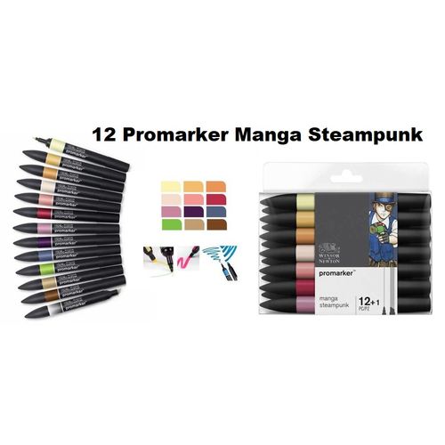 Set 12 Promarqueurs + Mélangeur – Manga Steampunk Sci-fi
