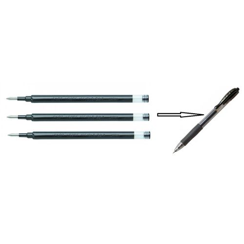 Pilot 3 Recharges Stylos Roller Classique Gel G-2 Noir - Pointe Moyenne 0,7 Mm