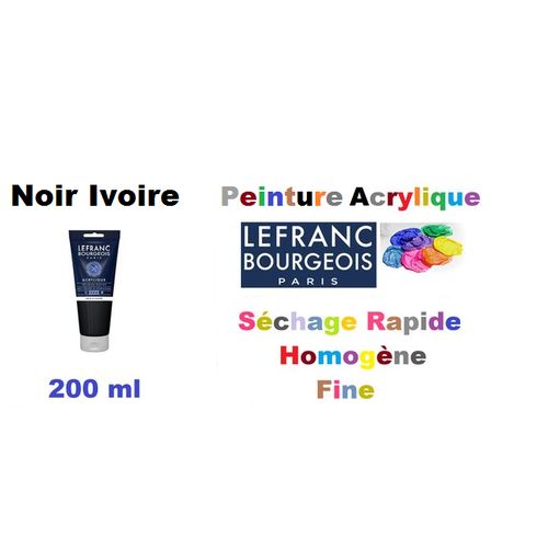 Lefranc & Bourgeois Peinture Acrylique Fine 200ml Noir D’ivoire,séchage Rapide,onctueuse,homogène