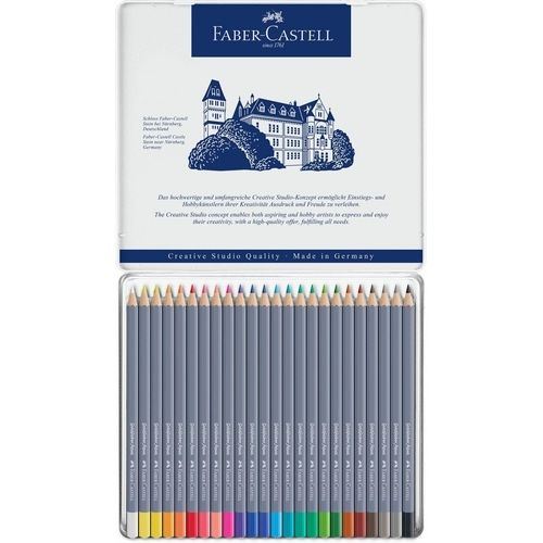 Faber Castel Boite Métallique 24 Crayons De Couleur Aquarellables Goldfaber Aqua, Mine 3,3 Mm