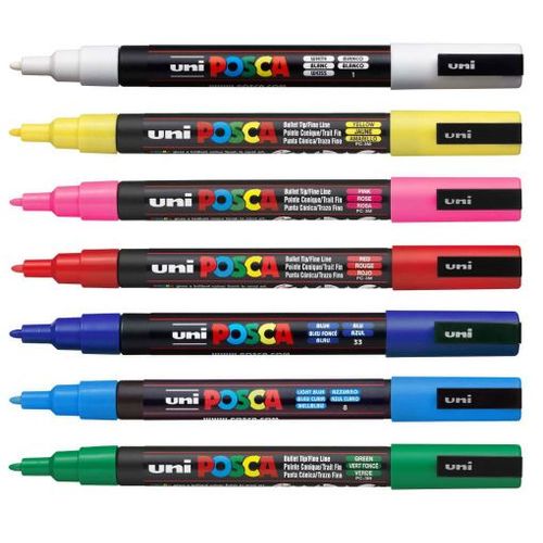 Lot 7 Marqueurs Pc-3m Pointe 1,3 Mm – Couleurs De Base