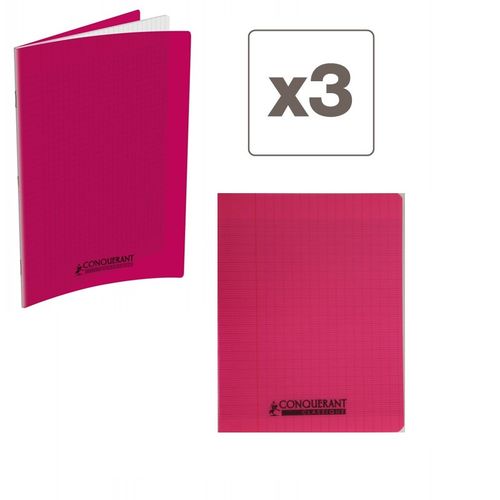 Lot 3 Cahiers Polypro Couverture Plastifiée 90g-96 Pages-17x22-séyès-rose