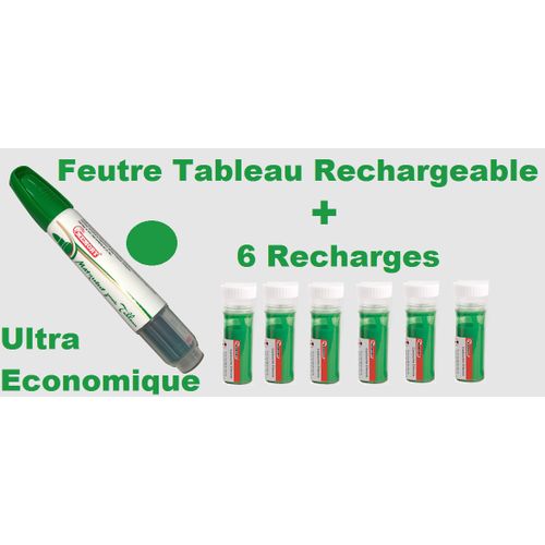 Lot Ultra Economique :feutre Marqueurs + 6 Recharges -vert