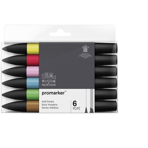 Set Économique De 6 Marqueurs Pro Marqueurs Promarker Tons Moyens Flexibles