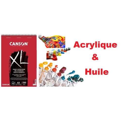 Bloc Xl Spirale A3,30 Feuilles-huile & Acrylique-290g, Papier Épais