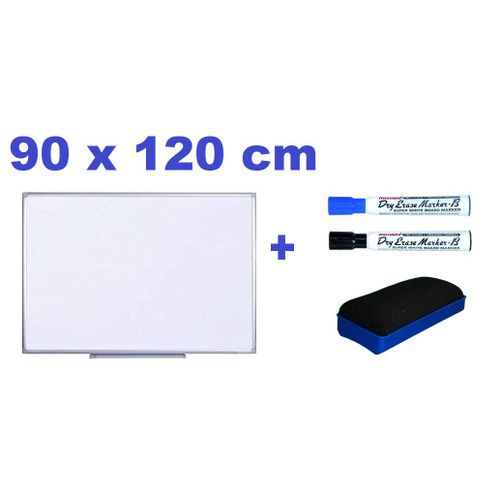Tableau Magnétique Blanc 90x120 Cm – Effaçable Avec 2 Feutres Et Brosse