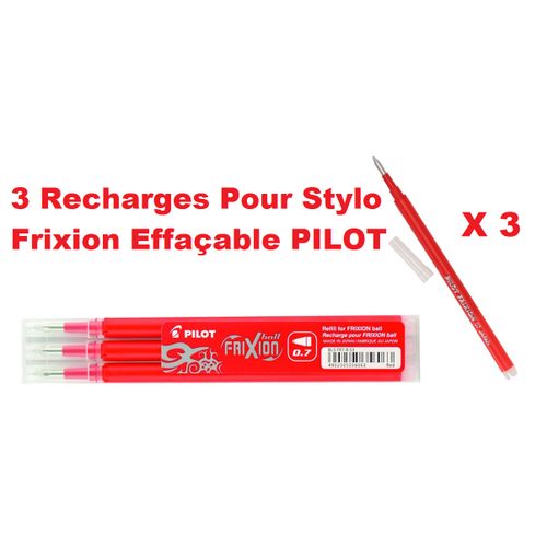 3 Recharges Frixion Ball Pour Stylo Billes Rouge - Gel Rétractable Effaçable