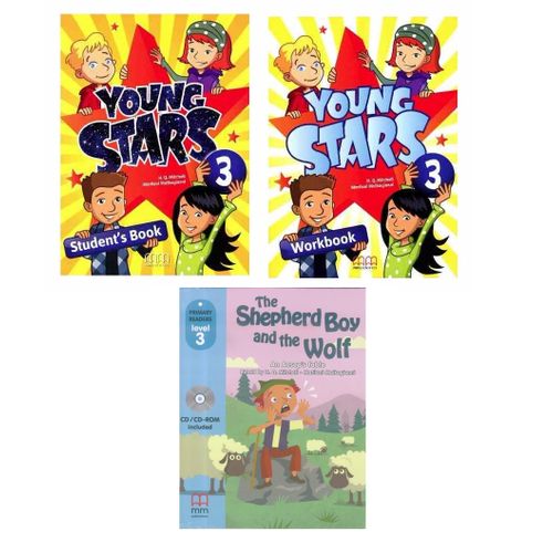 Mm Collection Pack Anglais Scolaire Young Stars Niveau 3: Manuel Studentbook + Activités Workbook Avec Cd + Histoire Avec Cd