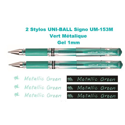2 Stylos Roller À Gel - Vert Métal 