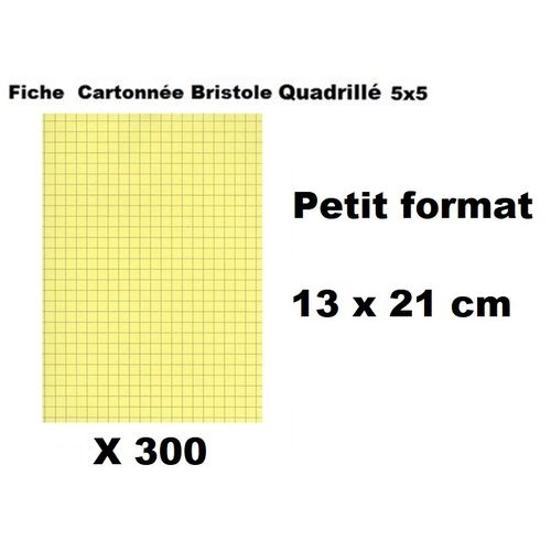 300 Fiches Cartonnés Quadrillées -13 X 21cm - Jaune
