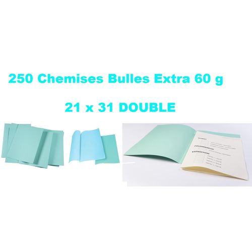 Paquet 250 Sous Chemises Bulle Velin Extra Double - bleu Ciel