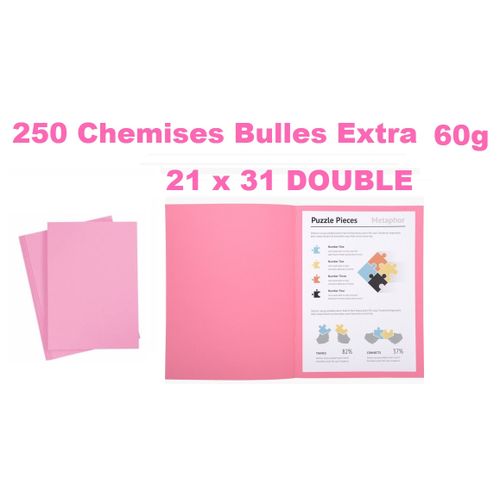 Paquet 250 Sous Chemises Bulle Velin Extra Double -  rose