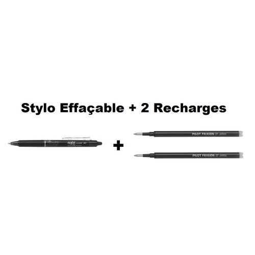 Stylo Gel Rétractable Noir Effaçable Frixion – Rechargeable + 2 Recharges