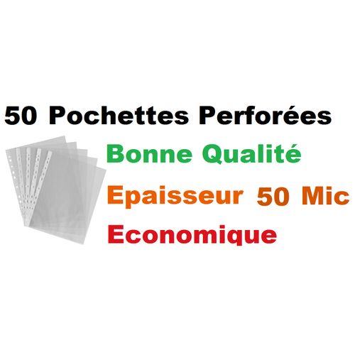50 Pochettes Perforées A4 Transparentes