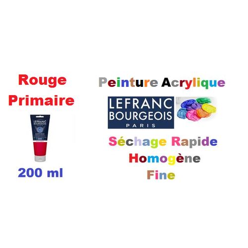 Peinture Acrylique Fine 200 Ml Rouge Primaire Séchage Rapide Texture Onctueuse Homogène