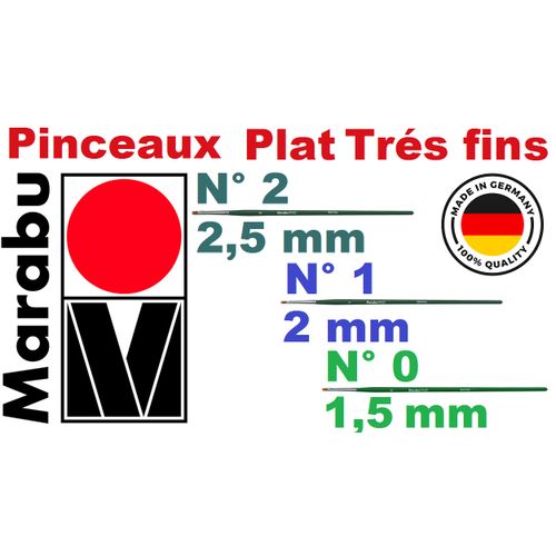 3 Pinceaux Artistes Plats Très Fins, Qualité Spéciale