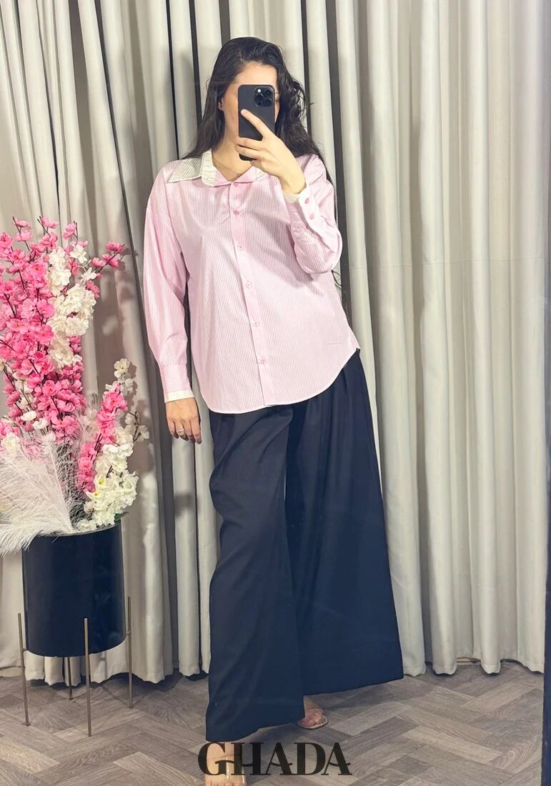Chemise Rose À Rayures Avec Col À Strass thumbnail 3