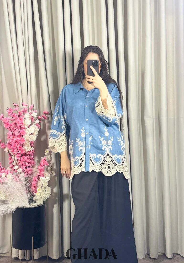 Chemise En Denim Avec Broderie Anglaise