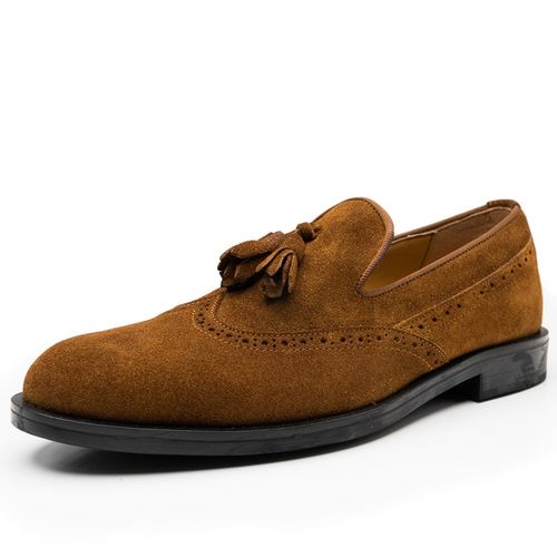 Mocassins Brogue En Cuir Daim Avec Glands thumbnail 3