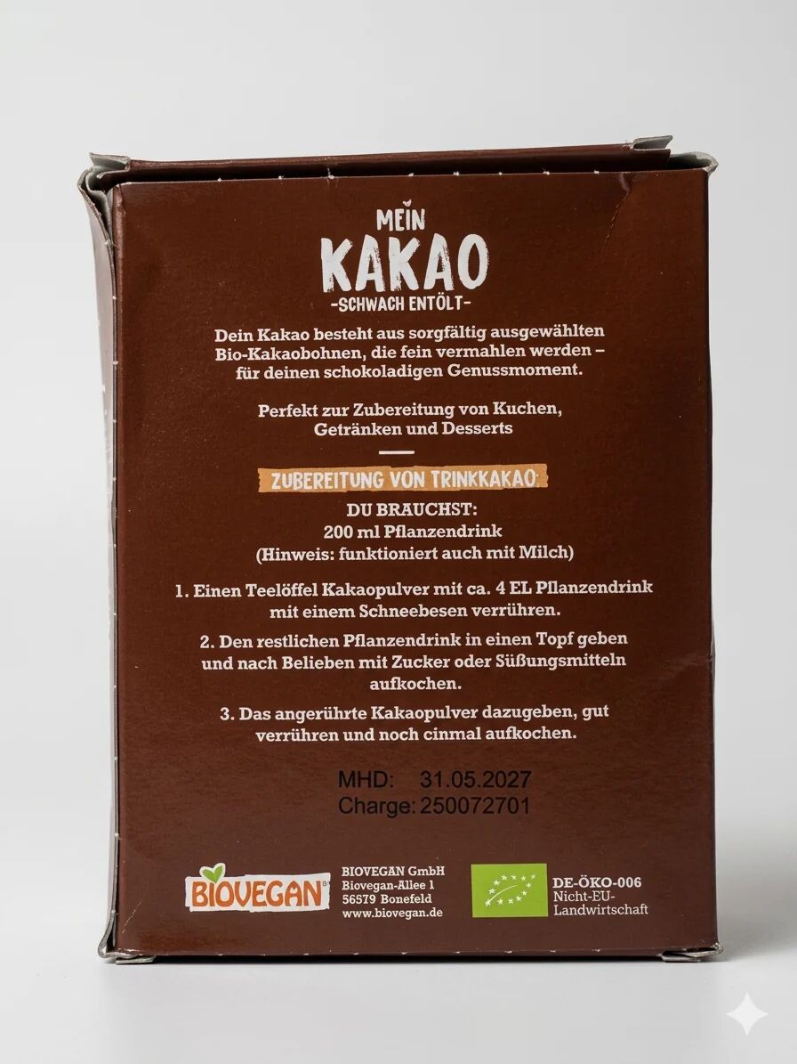 Poudre De Cacao Bio Mein Kakao Faiblement Dégraissé 