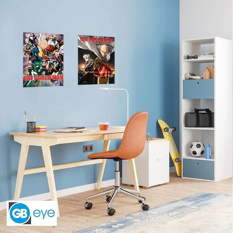 Set 2 Posters One Punch Man Saitama & Genos thumbnail 3