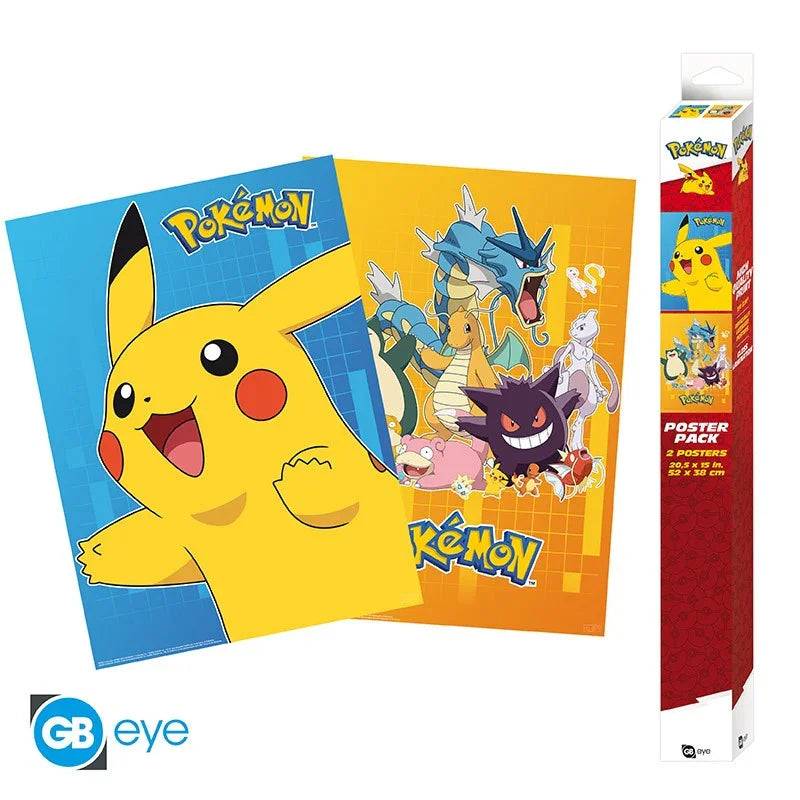 Set 2 Posters Pokemon Personnages Colorés