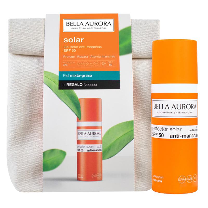 Gel Crème Solaire Spf 50+ Peaux Mixte À Grasses + Trousse