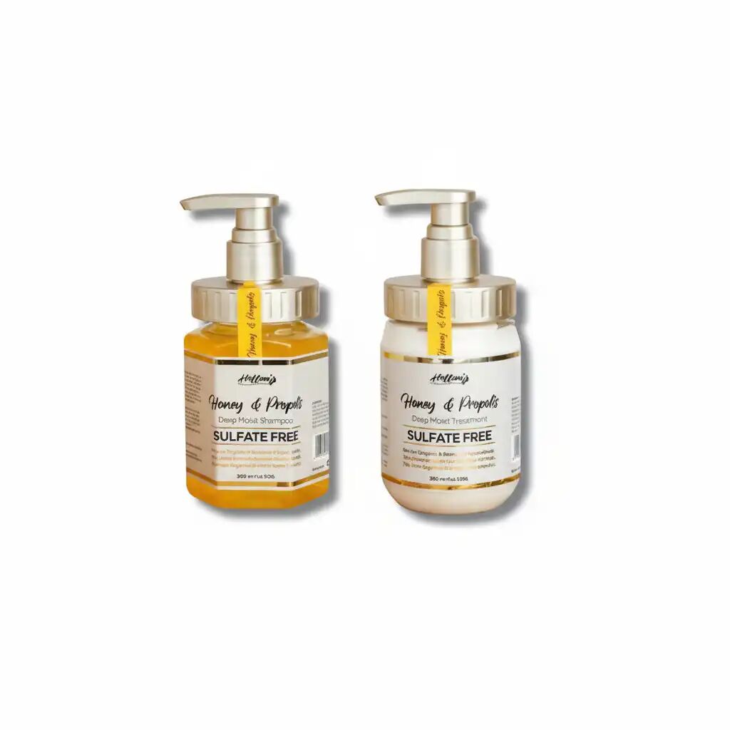 Pack Honey & Propolis – Shampoing Hydratant & Traitement Capillaire Sans Sulfate À L’huile D’argan Bio & Miel