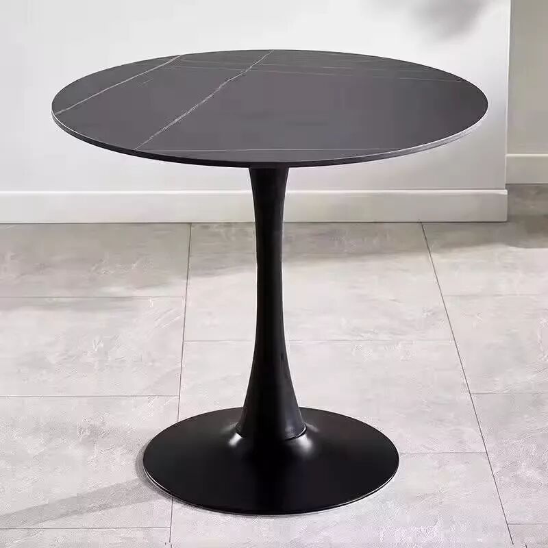 Iris Table Ronde Tulipe En Pierre Frittée 80 Cm – Noir ( Sans Les Chaises ) thumbnail 3