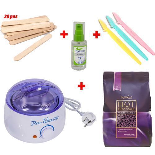 Pack Machine +cire 1kg + 20 Spatules + Huile De Glycérine + 3pcs Rasoir