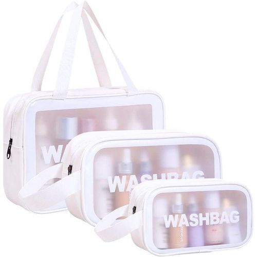Pack 3pcs Sac De Maquillage Large Avec 2 Trousse Transparent