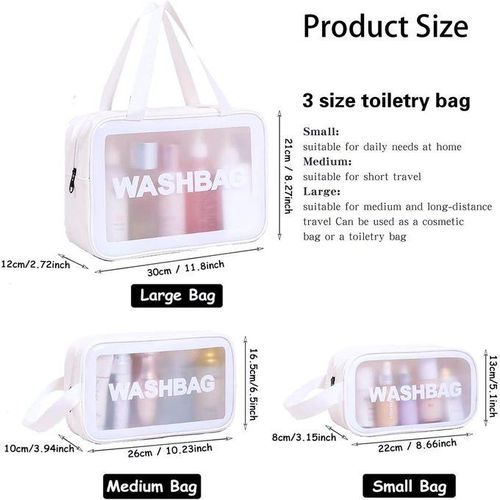 Pack 3pcs Sac De Maquillage Large Avec 2 Trousse Transparent