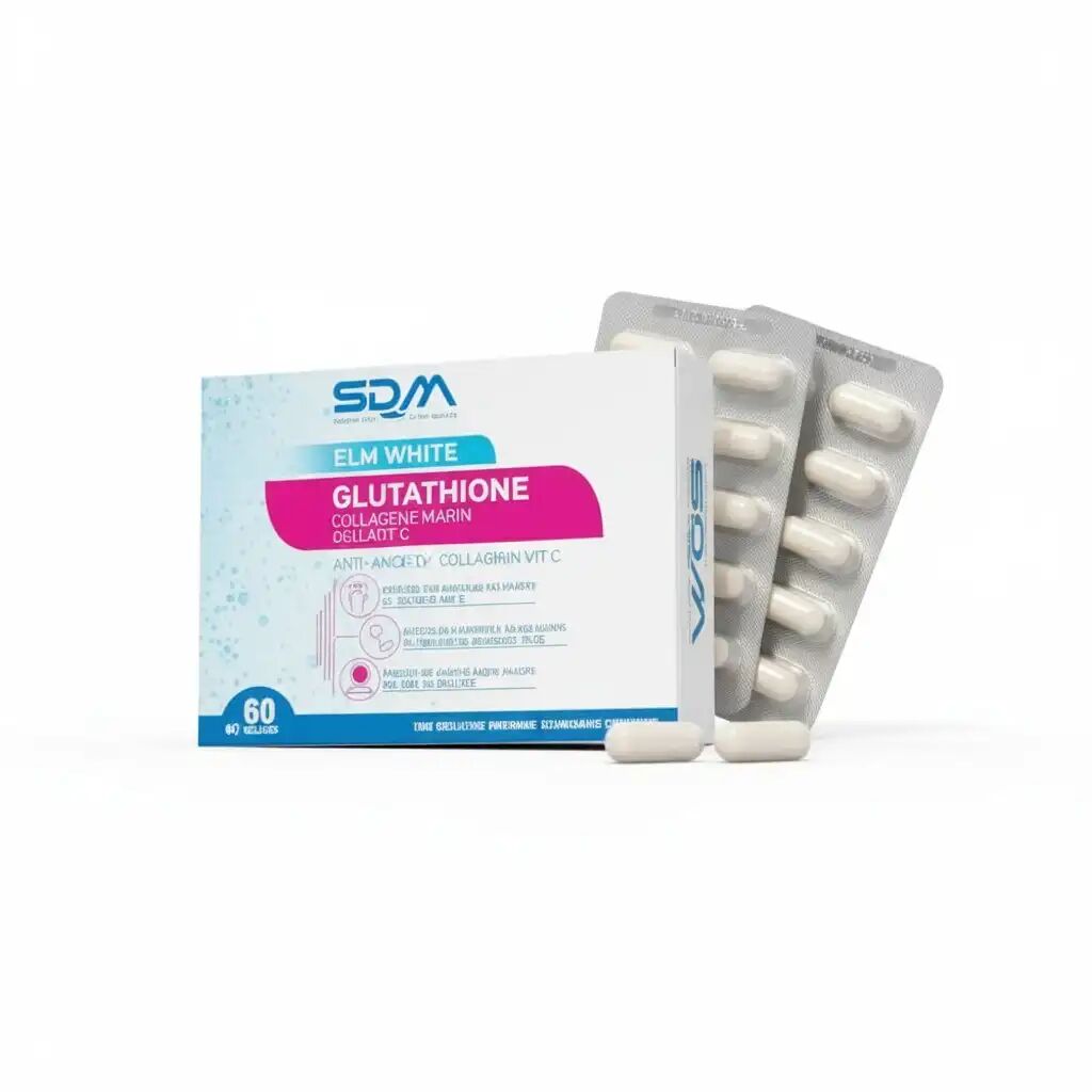 Glu White Glutathione Collagène Marin Vit C 60 Gélules