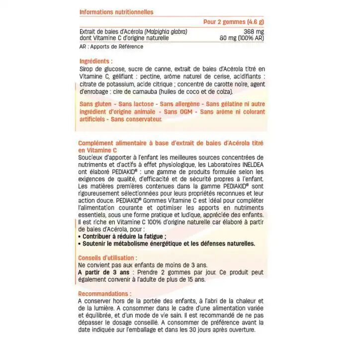 60 Gommes Vitamine C Goût Cerise Réduction De La Fatigue