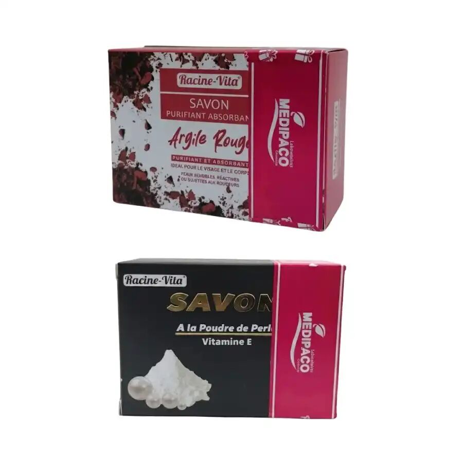 Pack Savon Poudre De Perle Vitamine E + Savon Argile Rouge