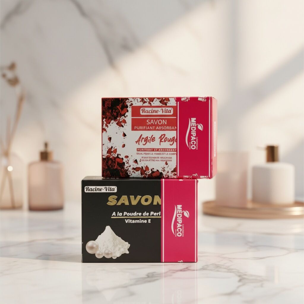 Pack Savon Poudre De Perle Vitamine E + Savon Argile Rouge
